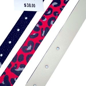 New Betsey Johnson Set of 3 Buckle Belts Animal Print